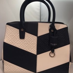 Henri Bendel Empire Blue & White Leather Tote